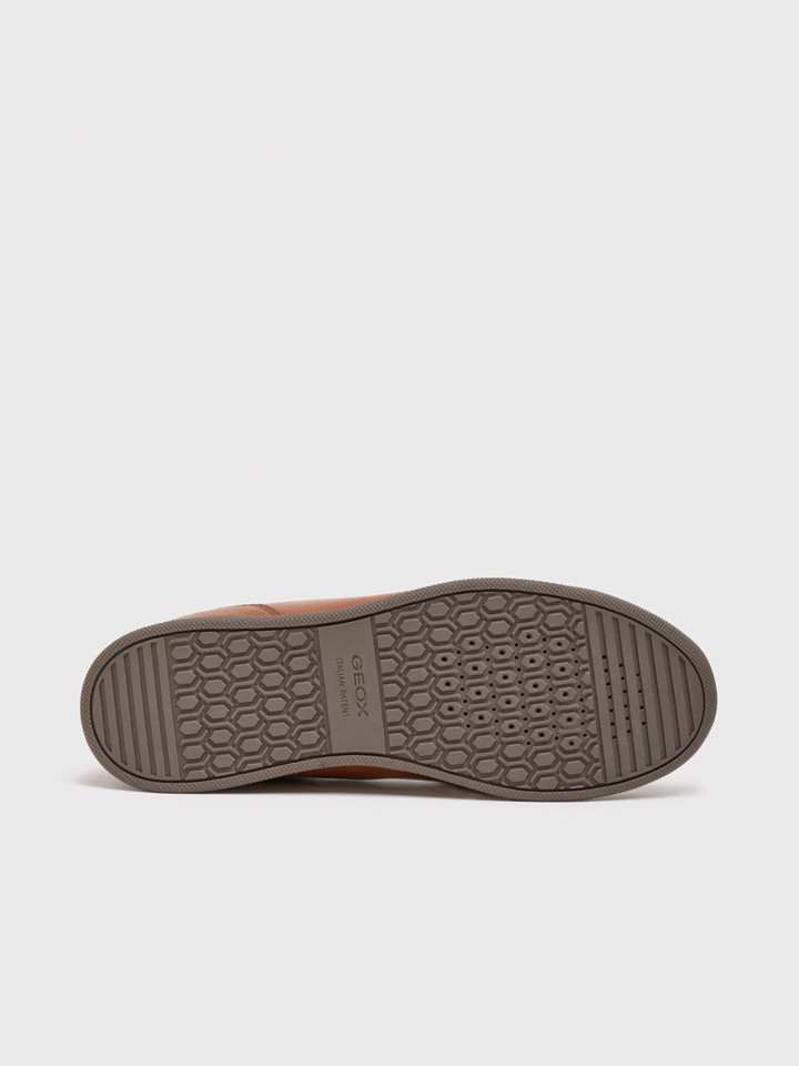 Men's Geox Tan Leather Zip Trainer Heel