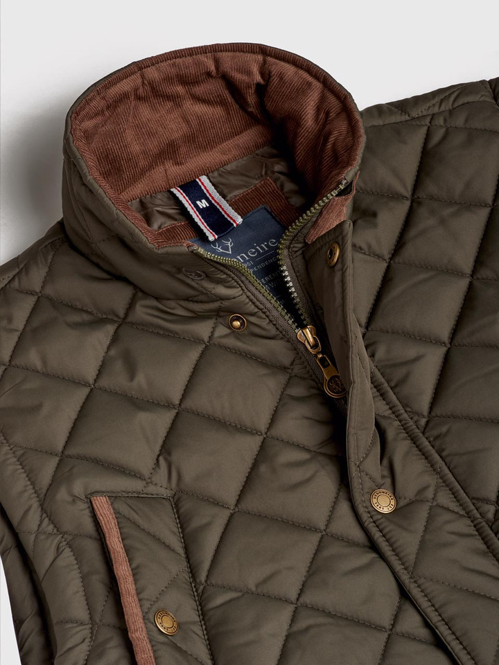 Men's Green Vedoneire Quilted Gilet Cord cOllar