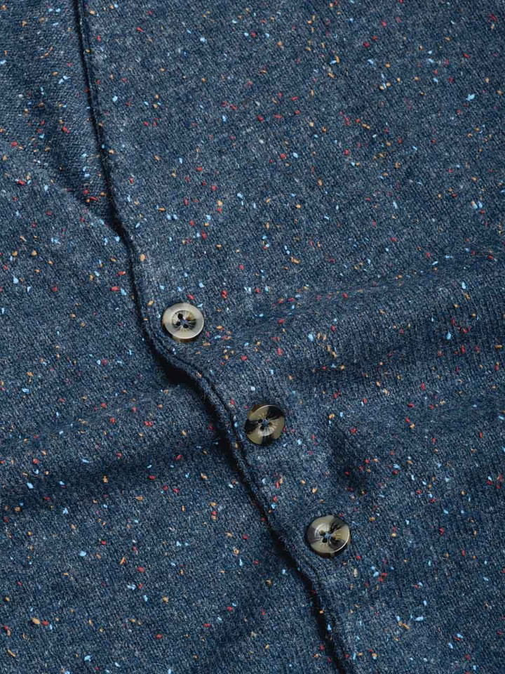 Navy Donegal Knit Vest Close Up