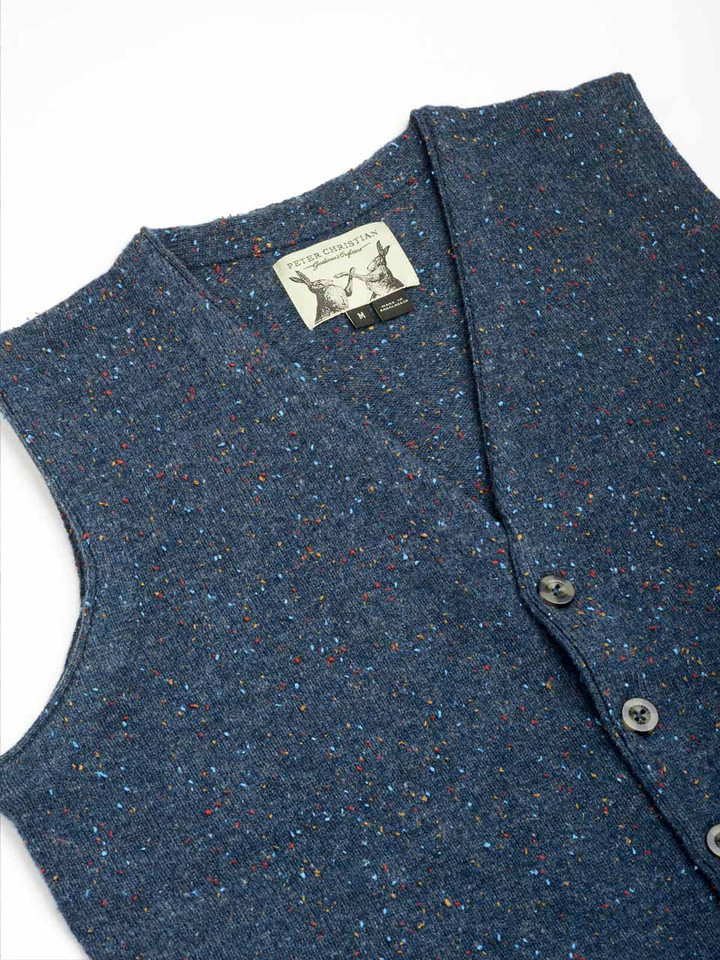 Navy Donegal Knit Vest V Neck