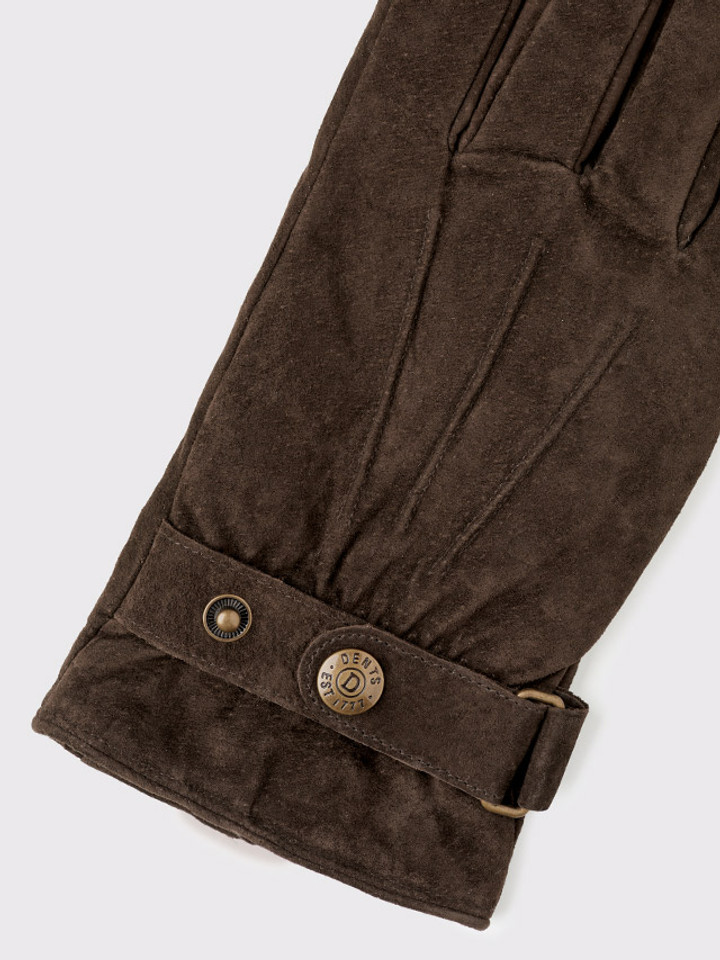 Dents Brown Suede Gloves Close up