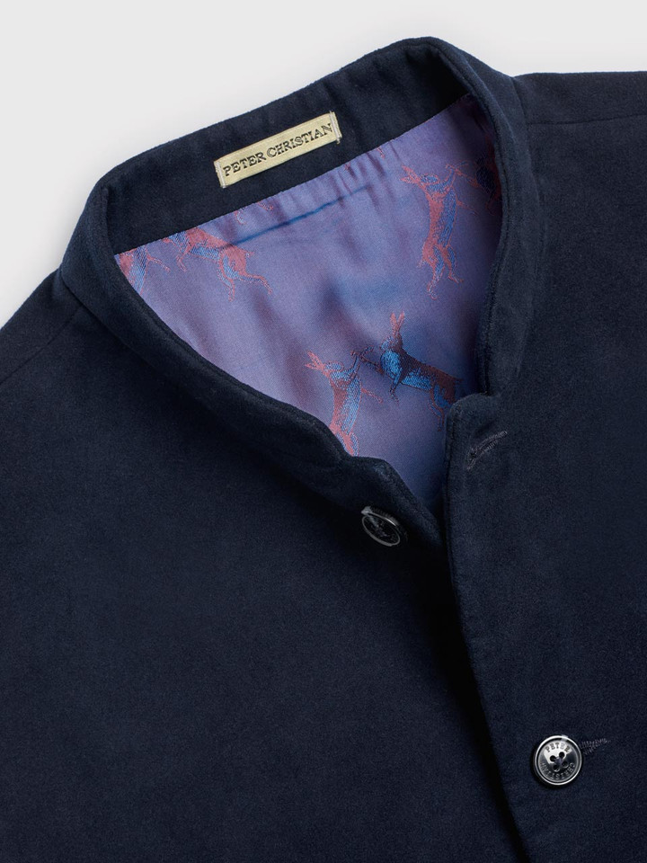 Navy Moleskin Gilet Collar
