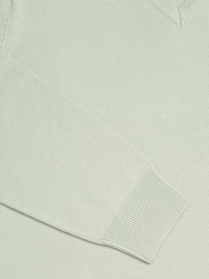 Mint Green Coolmax® V-Neck Sweater Ribbed Cuff