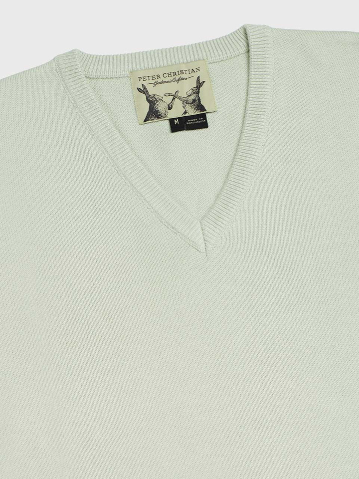 Mint Green Coolmax® V-Neck Sweater Ribbed V Neck