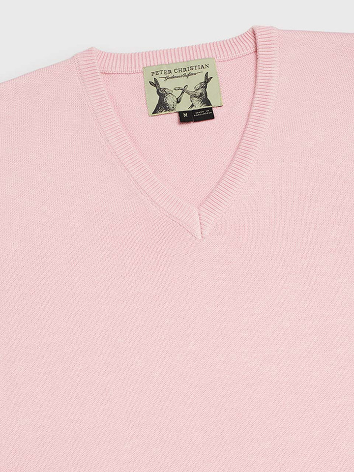 Pink Coolmax® V-Neck Sweater Ribbed V-Neck
