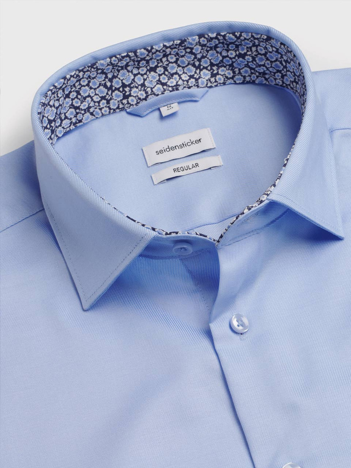 Blue Seidensticker Short Sleeve Shirt Collar