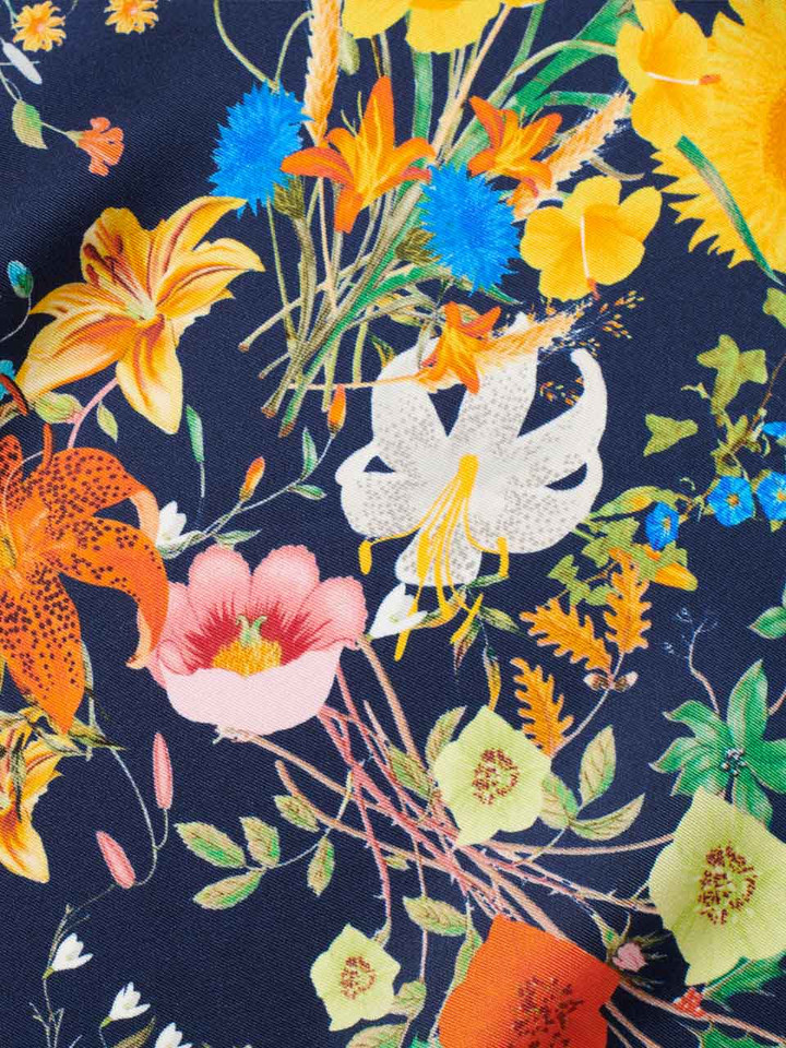 Men's Seasons Floral Silk Pocket Square Close Up