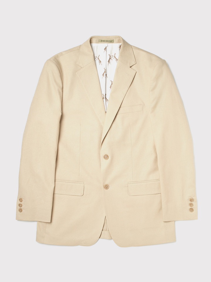 Stone Beige Linen and Cotton Suit Jacket