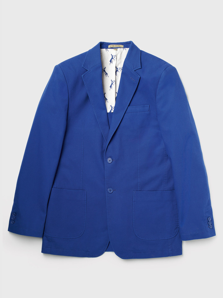 Blue Cotton Canvas Blazer