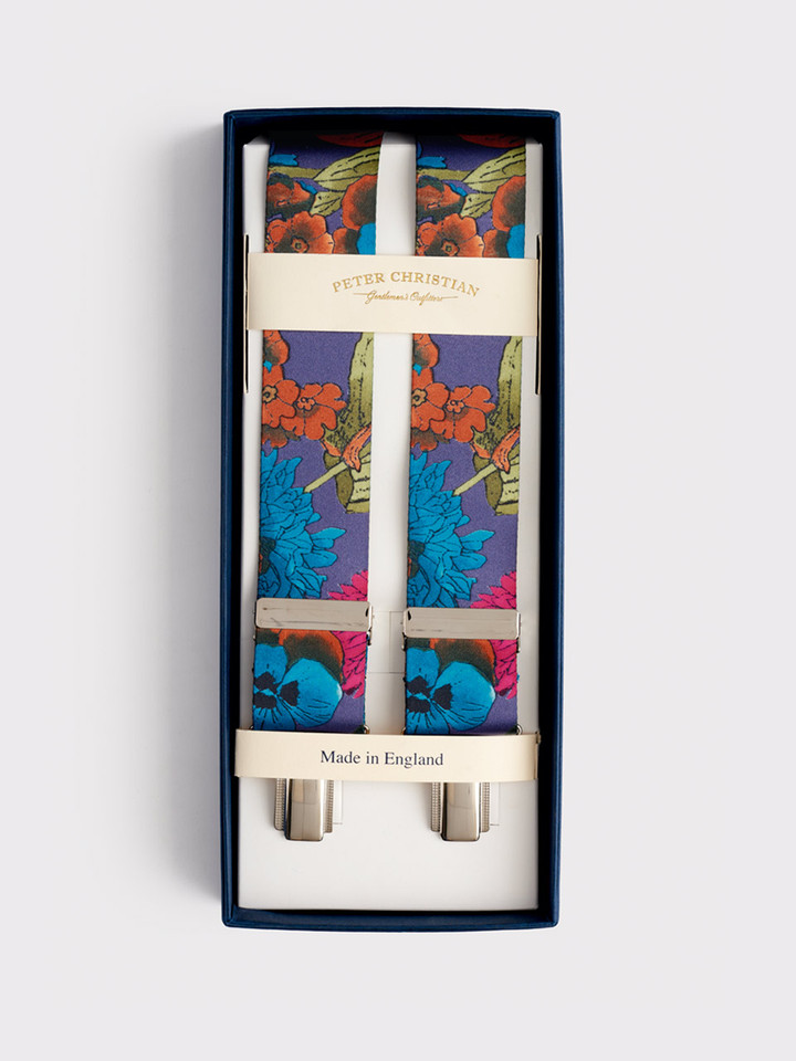 Men's Purple Floral Suspenders