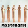 PACK of 5 Cutting Torch Tips for CG-30, CG-211, CG-211Y-  ALL Sizes G02 Acetylene & G03 Propane fits Airco Concoa Koike Aronson Beetle