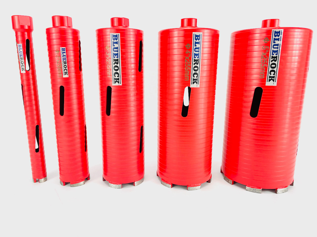 BLUEROCK Dry Type 1 inch-5 inch Set Diamond Coring Bit - Concrete Core Drill - Package Deal
