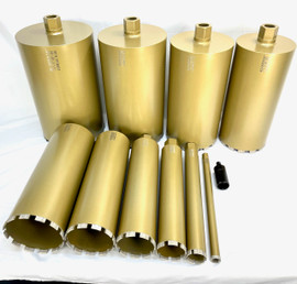 Ultra Premium 1" - 10" Diamond WET Coring Bit Set For Concrete Core Drill