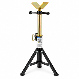 BLUEROCK FPS-135 28”–48” Heavy-Duty Folding V-Head Pipe Stand – 11” Pipe, 2,200 LB Capacity
