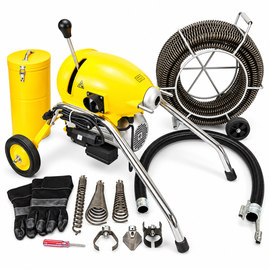 BLUEROCK SDS200 2”–8” Sectional Drain Cleaning Machine Kit – 1.5 HP, 60’ x 1-1/4” Cable & 6 Cutters