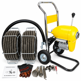 BLUEROCK SDS200B 2"-8" Sectional Pipe Drain Cleaning Machine Kit 1.5HP 120' Snake Cleaner (x2 60' Cables) - PACKAGE DEAL