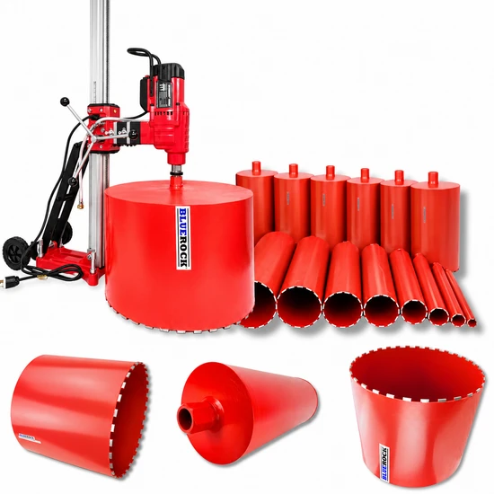 BLUEROCK 25Z1 220V Extra Large 25" Capacity Concrete Core Drill w/ Long Stroke Stand, Rolling Base & 1"-24" Wet Bit Set PACKAGE DEAL