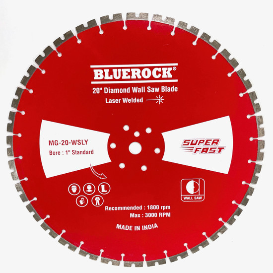 BLUEROCK MG-20-WSLY 20” Diamond Wall Saw Blade Longyear with 1" Bore