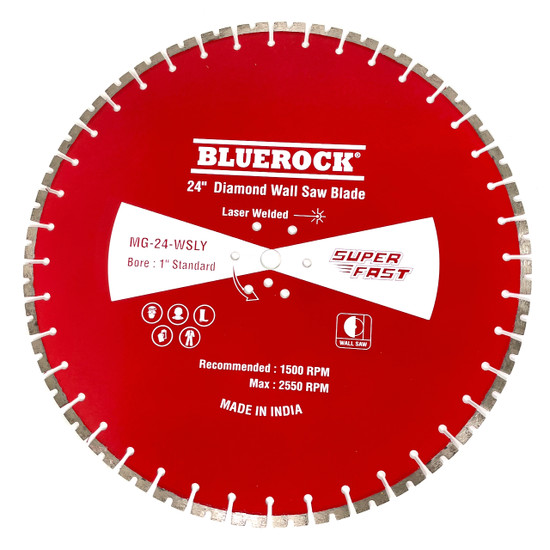 BLUEROCK MG-24-WSLY 24” Diamond Wall Saw Blade Longyear with 1" Bore