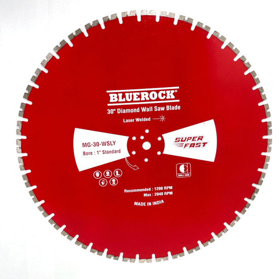 BLUEROCK MG-30-WSLY 30” Diamond Wall Saw Blade Longyear with 1" Bore