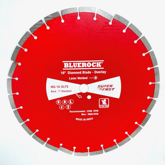 BLUEROCK MG-16-OLFS 16” Diamond Blade Overlay Flat Floor Saw 1" Bore