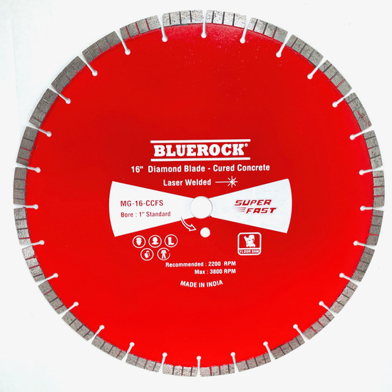 BLUEROCK MG-16-CCFS 16” Diamond Blade Cured Concrete Flat Floor Saw 1" Bore
