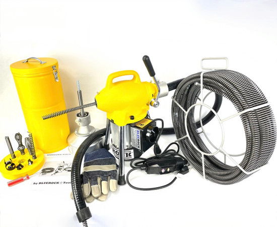 Copy of BLUEROCK Model S75 Sectional Pipe Drain Cleaning Snake Machine Kit with Cable and Cutters 3/4" - 4"