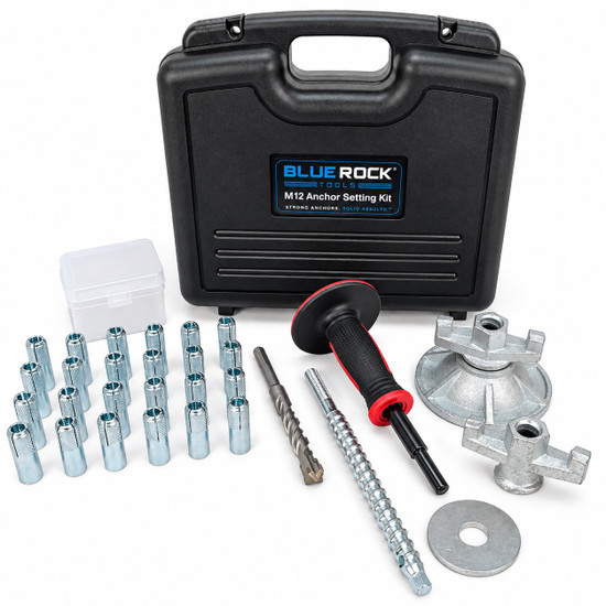 BLUEROCK M12 Fast Core Rig Mounting Kit – 24 Drop-In Standard Duty Expansion Anchors, SDS-Plus Bit, Threaded Rod - Concrete Core Drill Stand Fastener