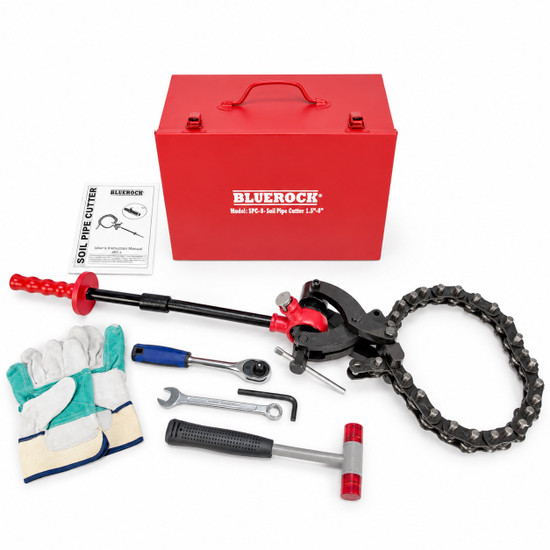 BLUEROCK SPC-8 1-1/2”–8” Heavy-Duty Ratcheting Chain Soil Pipe Cutter – Cast Iron, Concrete & Clay