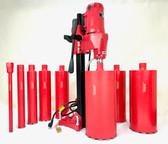 BLUEROCK Model 8Z1 Concrete Core Drill w/ Stand & 1"- 8" Diamond WET Coring Bit Set - PACKAGE DEAL