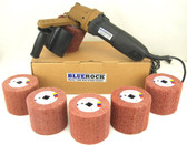 BLUEROCK 120D Large Rolling Wheel Polisher Burnisher & 5 Pc #80, 120, 180, 240, 320 Grit PACKAGE DEAL