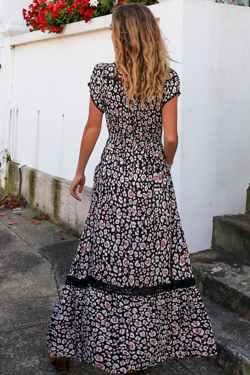 Zara Leopard Print Maxi Dress - Black