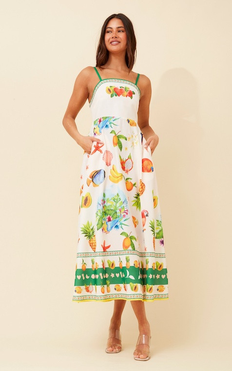 white christmas dresses Maui Vacation Midi Dress - White and Blue
