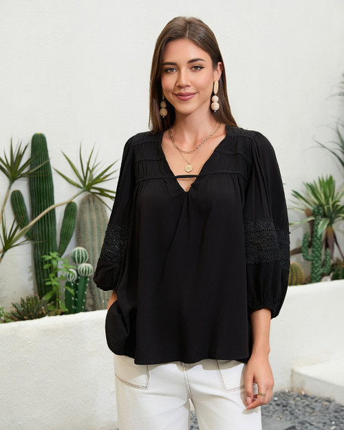 Janice Boho Top - Black