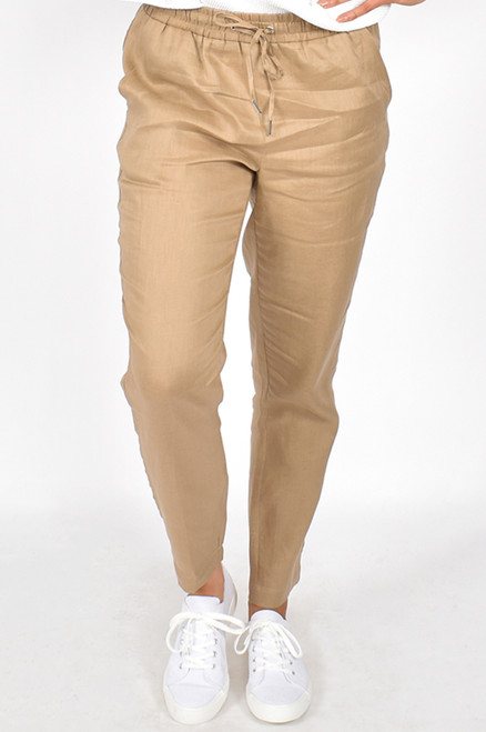 You will definitely feel stylish and comfortable in our jogger style Brianna Linen Pants. Pair with a simple tee and sneakers or up style with a blazer, heels and statement earrings for sophisticated evening look!

These pants feature: 

Jogger pant style
Elasticised waist
Drawstring tie
Two functional front pockets
Fake back pocket
Colour: Mocha
Fabric: 100% Linen
Suburban Closet