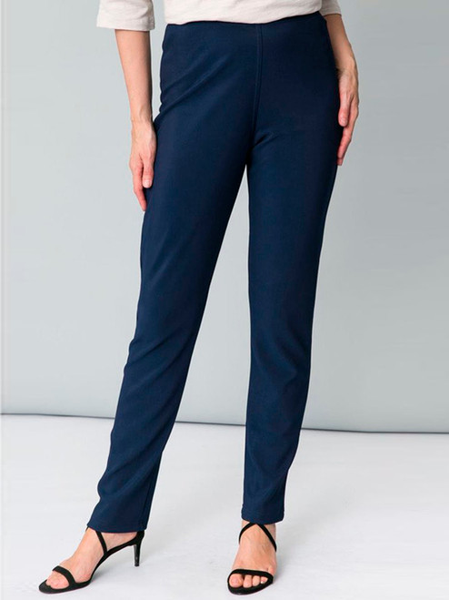 Our stylish, yet comfortable Pencil Pants will become your new wardrobe staple. Perfect for work or travel, these pants don't require ironing! The thick, textured jersey fabric is stretchy and the thin elastic waistband makes it an easy style to wear.

These pants feature:

Straight leg for a slimming effect
Normal rise, sits on the waist
Thin elastic waistband
Has stretch
Thick, textured jersey fabric
No zips or buttons
Colour: Dark Navy

Material: 90% Polyester 10% Elastane

Size Guide: True to size.
Suburban Closet