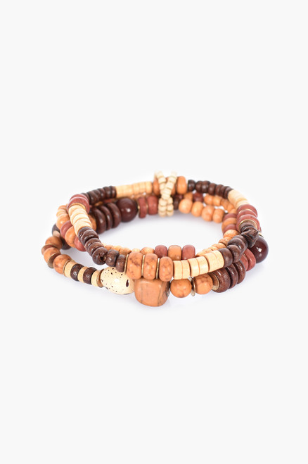 Our Ember Stretch Bracelet will elevate your everyday look. It consists of timber, stone and plated metal and is perfect for stacking together or wearing each one on their own! 

This bracelet features:

3 strand elasticised bracelet set
Stacked style
Clear elastic
Varying sized beads
Timber, stone and plated metal
Colour: Tan

Material: Timber, Stone and Plated Metal

Size: OSFA - Elasticised for easy fit