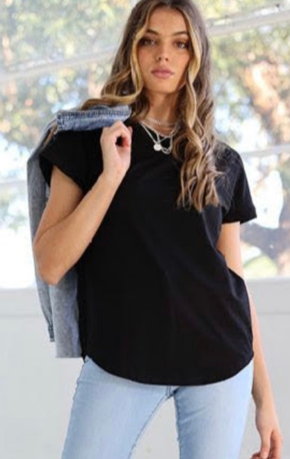 Our Desiree Classic Cotton Tee is the ultimate staple for any wardrobe! With its relaxed fit, longer back and classic colour, this tee looks amazing with paired with anything from your fave casual jeans to a pretty, floral maxi skirt!

This tee features:

Round neckline
Cuffed sleeves
Curved hemline
Relaxed fit
Fabric: 95% Cotton; 5% Elastane

Colours: Black

Size Guide: True to size.