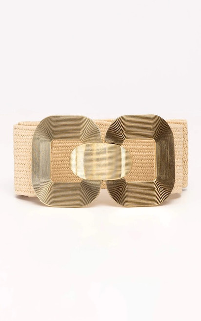 This belt would make the perfect addition to any wardrobe. It would look amazing when worn with a flowy dress or skirt.

This belt features:

Braided design
Metallic gold buckle made of aluminium alloy
Elasticised
Colour: Sand

Size: One Size Fits All 

Measurements: Length - 75cm; Width - 5.5cm