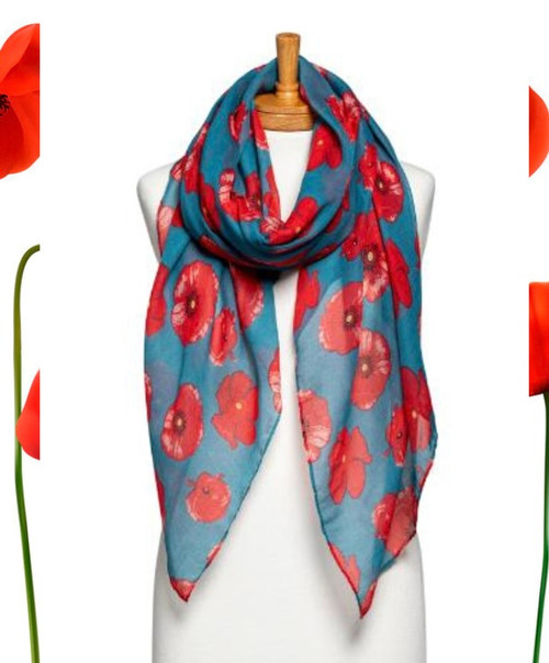 Our ANZAC Scarf is a perfect addition to your ANZAC Day/Remembrance Day outfits. It has a beautiful, soft, lightweight feel and large poppy print. It is perfect to keep your neck warm while adding that special touch during the Dawn Service, ANZAC Day March or other commemorative function during the day.

This scarf features:

Lightweight
Colour: Teal with Medium Poppies

Fabric: 100% Viscose

Size: OSFA

Measurements: 180cm x 85cm