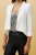 Our classic and timeless Oprah Crop Jacket can be easily layered over a formal dress making it a wardrobe staple that can be worn year round! This jacket adds an elegant touch and provides extra coverage while the sheer back still allows the formal dress to shine through. It is sure to add a layer of sophistication to your overall look while adding that extra warmth during the cooler months or nights.

This jacket features:

Open front
3/4 sleeves
Hi low curved hem
Cropped length at front
Shoulder pads 
Contrast panelling - sheer at back
Colour: White

Fabric: 100% Polyester

Size Guide: True to size. Model is wearing a size 8 and is 173cm tall.