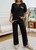 Our stunning Monica Cotton Lounge Set is a must have this season! Perfect to wear to so many occasions, but it also will become your perfect travelling outfit as it's just so comfy! The contrast stitching and split detail add a touch of elegance to this cosy set. Pair with strappy heels or ankle boots to wear to the office or sneakers for a cute casual look.

This set features:

Crew neckline
Dropped shoulders
Elbow length sleeves
Functional front pocket
Long, high waist pant, with elastic waistband
Side splits on sleeves, hemline and pants
Top is longer at the back
Contrast stitching
Unlined
Has Stretch
Relaxed style
Colour: Black

Fabric: 100% Cotton

Size Guide: Relaxed fit. Size S = 8-10; Size M = 10-12, Size L = 12-14; Size XL = 14-16.