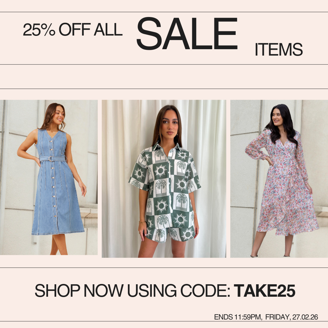 Use code TAKE25 to get 25% Off ALL Sale Items