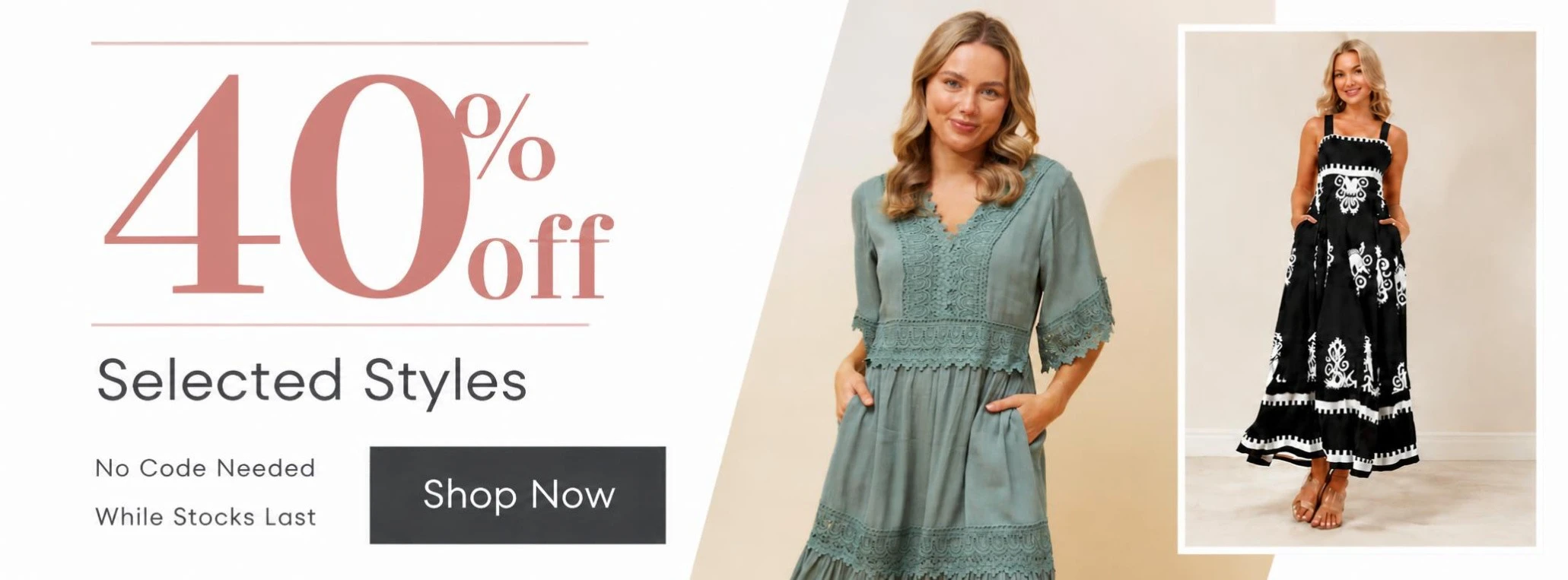 40% off selected styles. No code needed. While stocks last