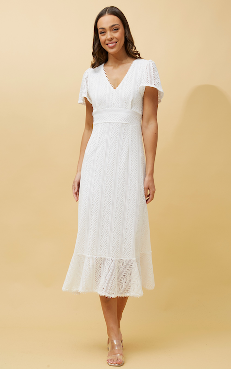 chinese dress ladies Mariana Cream Lace Bust Midi Dress