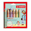 STABILO Woody 3-in-1 Pencil, Set of 6 Pastel Colors with Sharpener