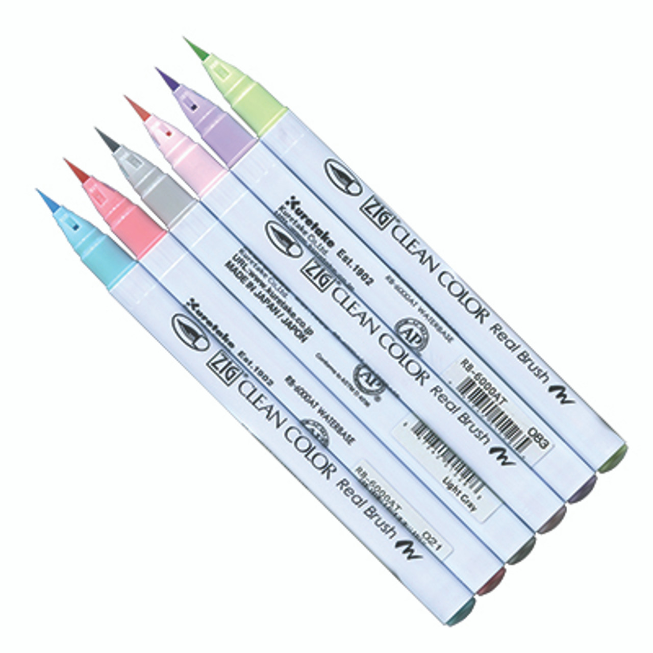 Kuretake Clean Color Real Brush Pen Set - Pastel Colors - John Neal Books