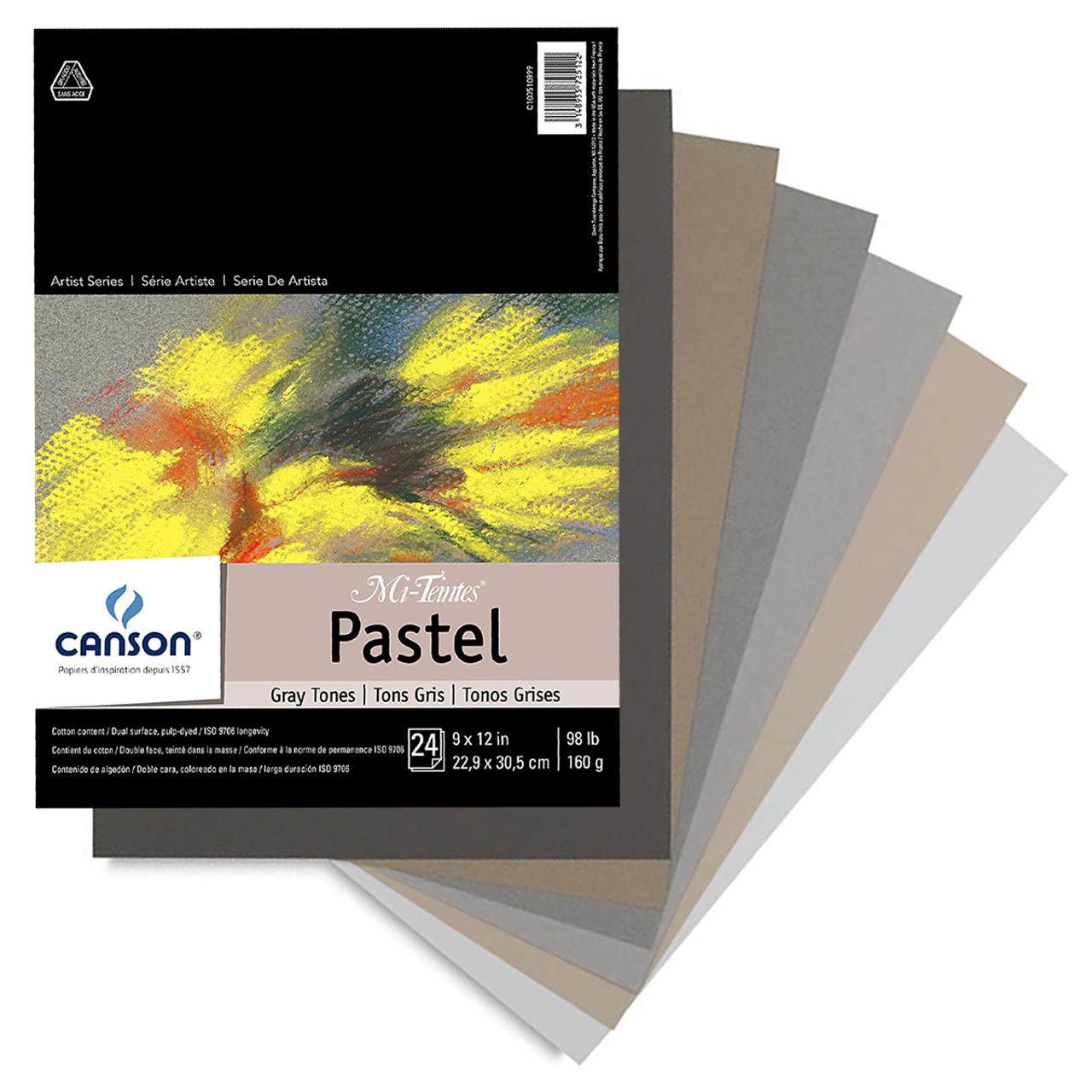 Canson Mi-Teintes Artist Series Pastel Paper 19x25 Felt Grey 429