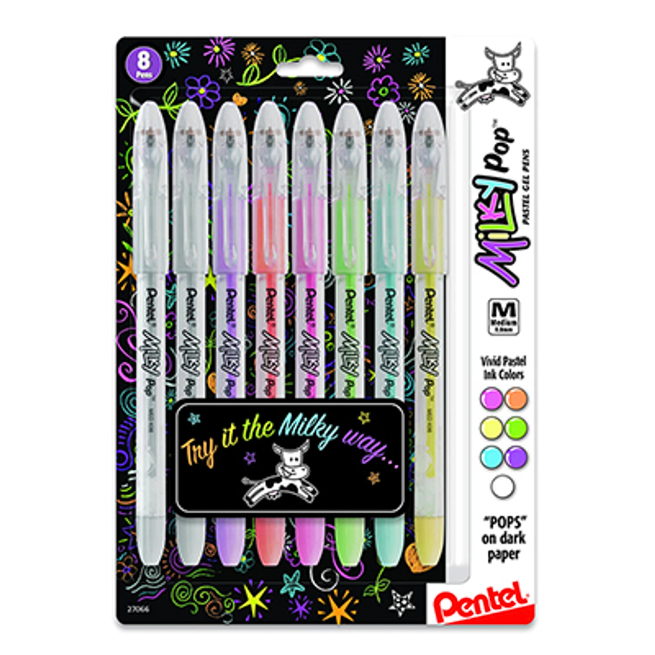 Pentel Arts Sparkle Pop Gel Pens, Iridescent Metallic, 1.0mm - 8 pens