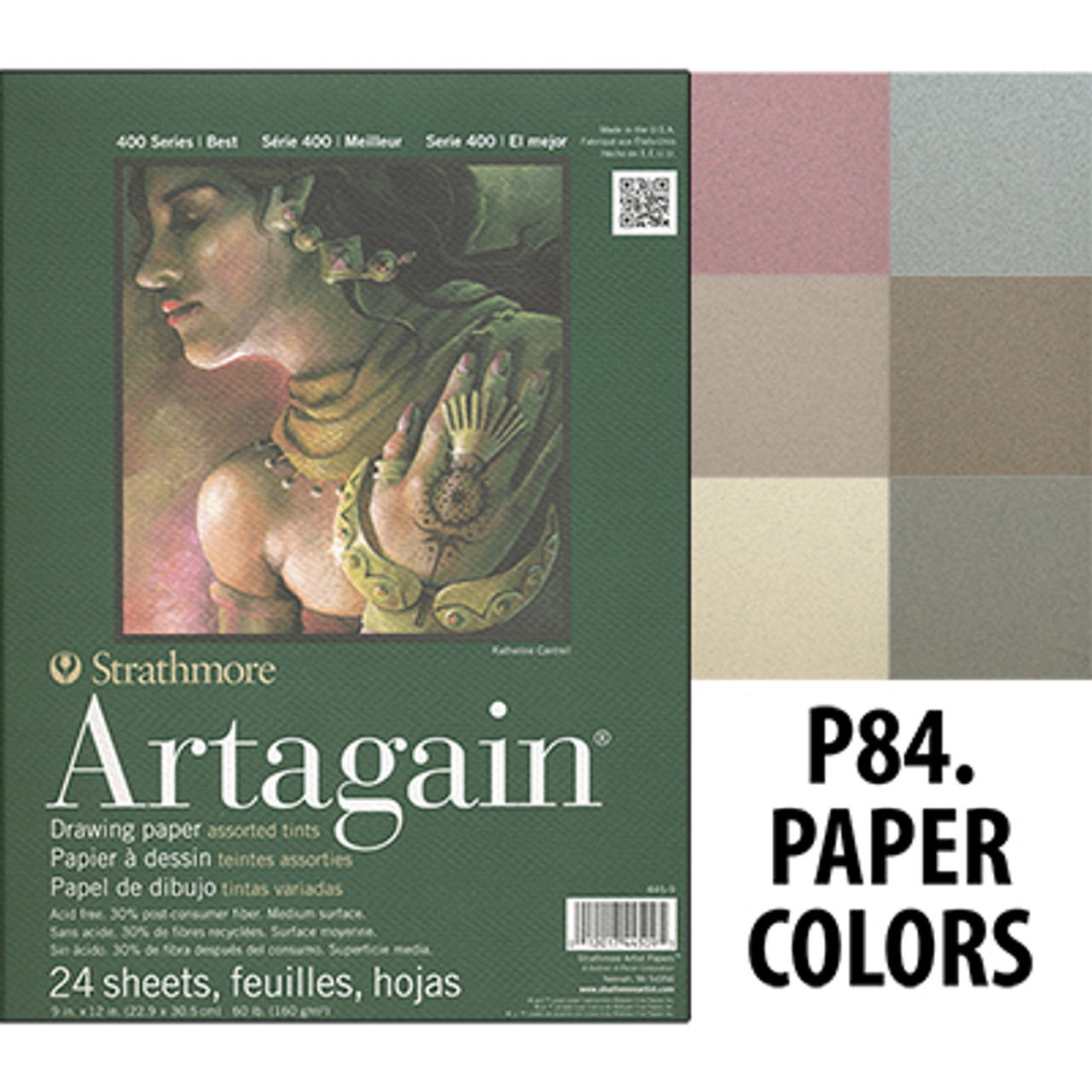 Strathmore Paper 400 Series Artagain Pad, 9x12, Assorted